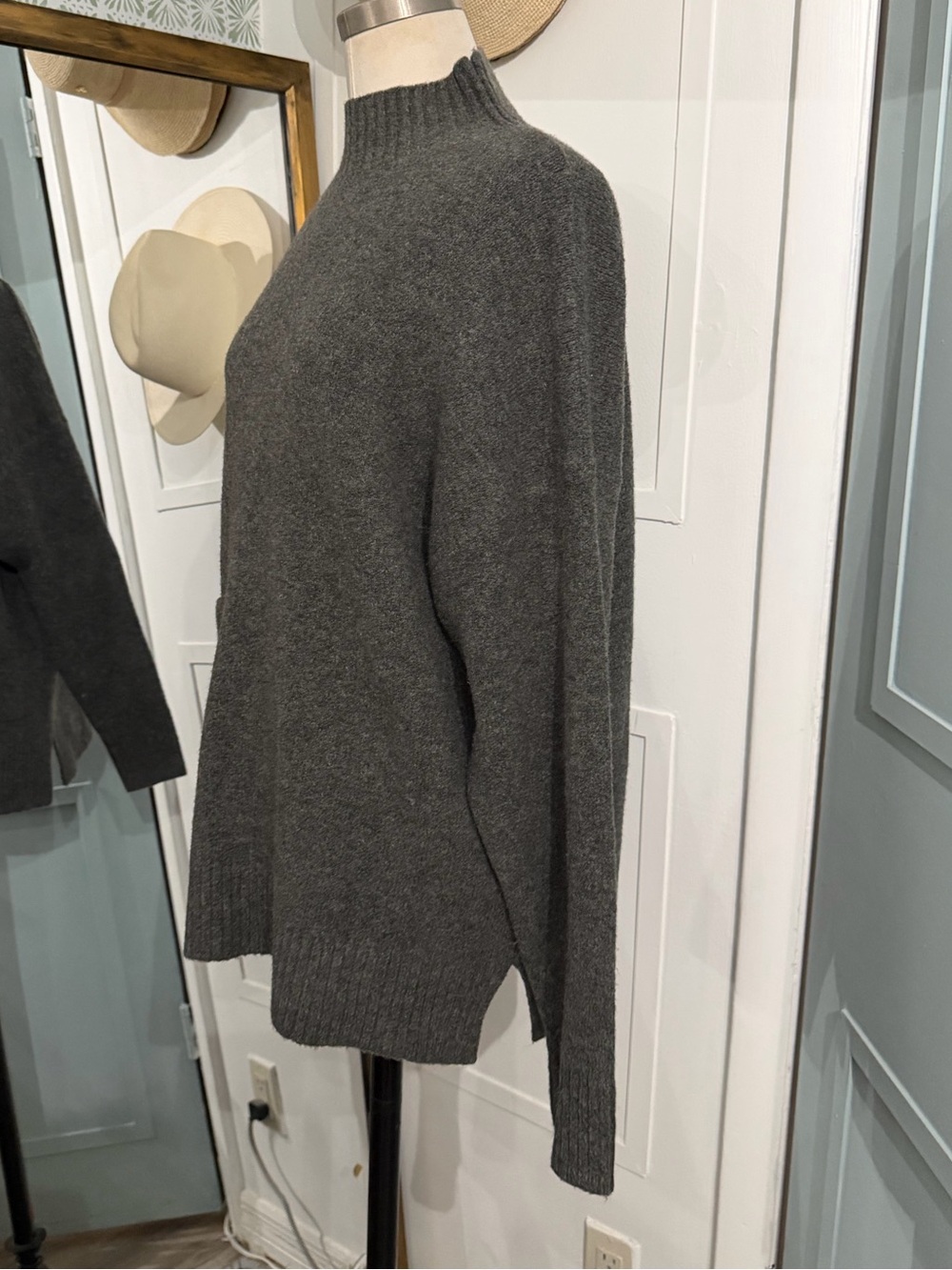 Zara Sweater Womens Gray Wool‎ Blend Mock Neck Oversized Medium - Picture 5 of 8
